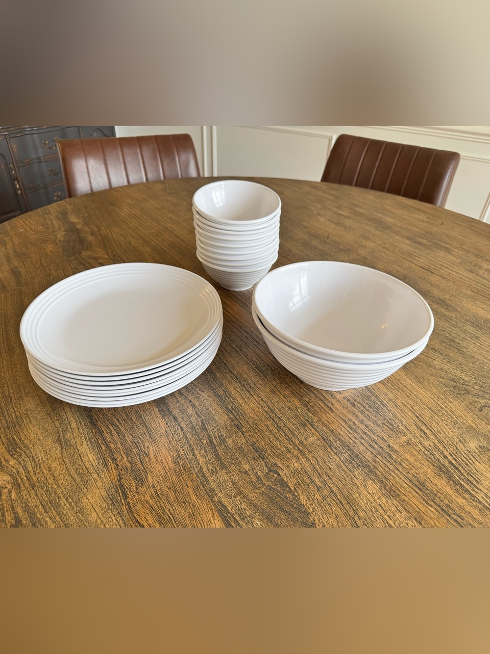 Target Home Melamine Dinnerware Set 20 Pc White Ribbed Plates Bowls